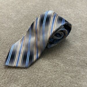 Elegant Striped Men's Tie in Blue and Black